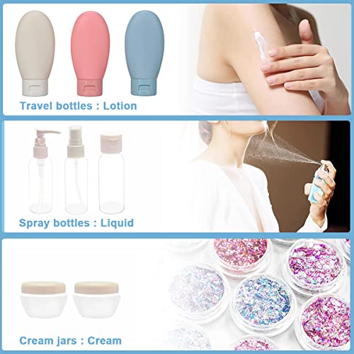 MAYCREATE® 33PCS Travel Bottles for Toiletries Refillable Bottle Empty Containers Cream Jars Spray Bottle Kit for Lotion Shower Gel Shampoo MAYCREATE® 33PCS Travel Bottles for Toiletries Refillable Bottle Empty Containers Cream Jars Spray Bottle Kit for Lotion Shower Gel Shampoo